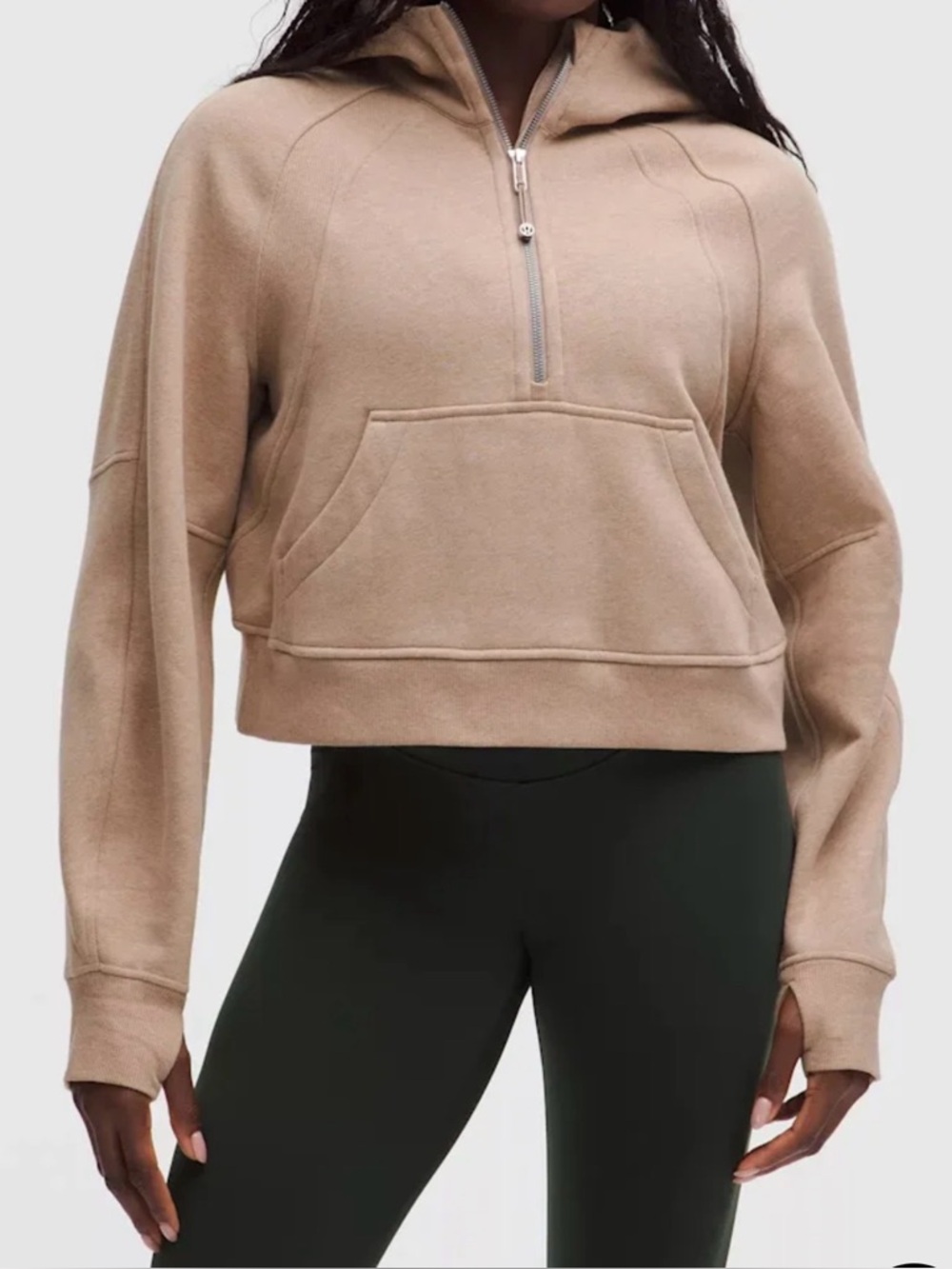 lululemon athletica Cropped Half-Zip Hoodie in Taupe